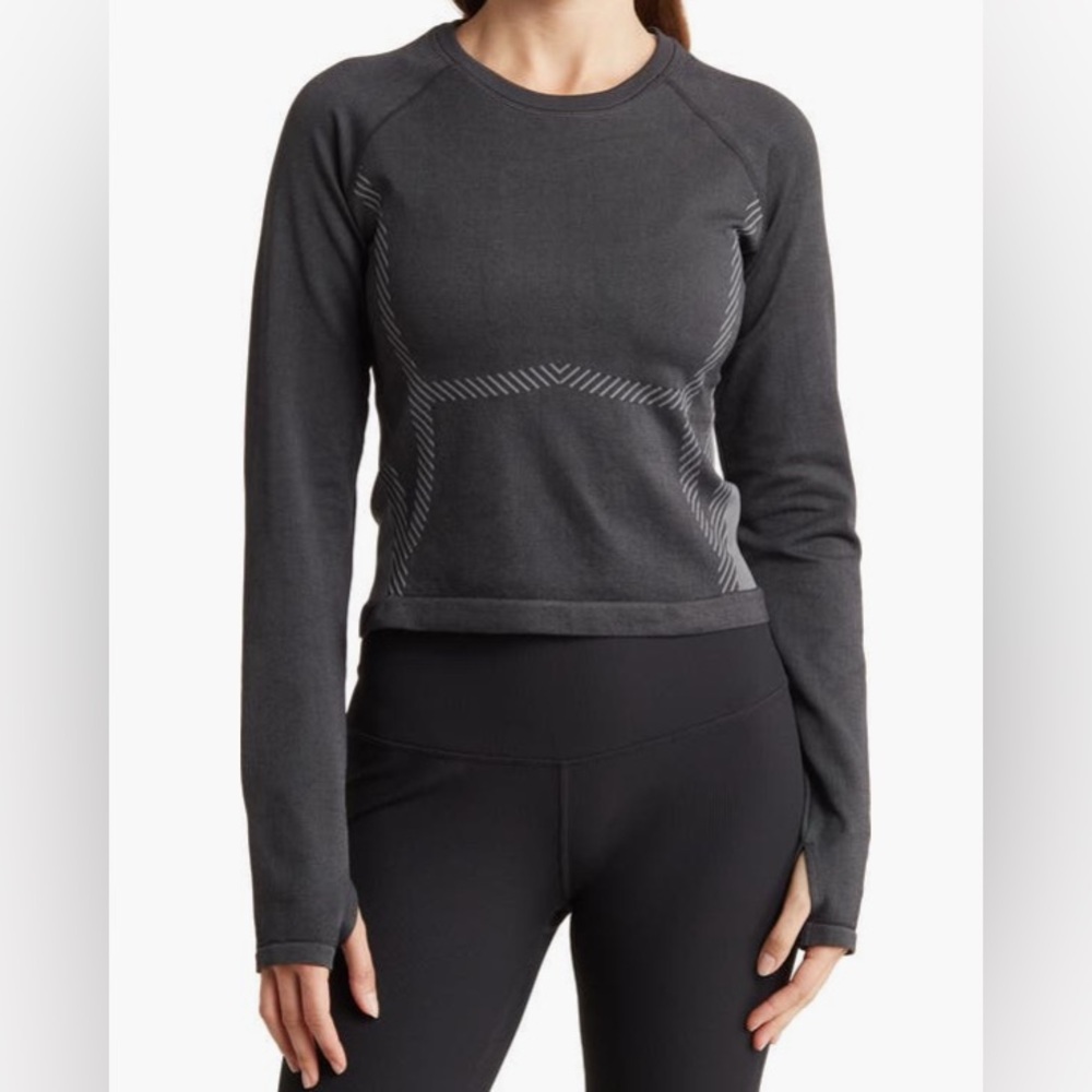 Z by Zella Womens Seamless Long Sleeve Top Gray Purple NWT Medium